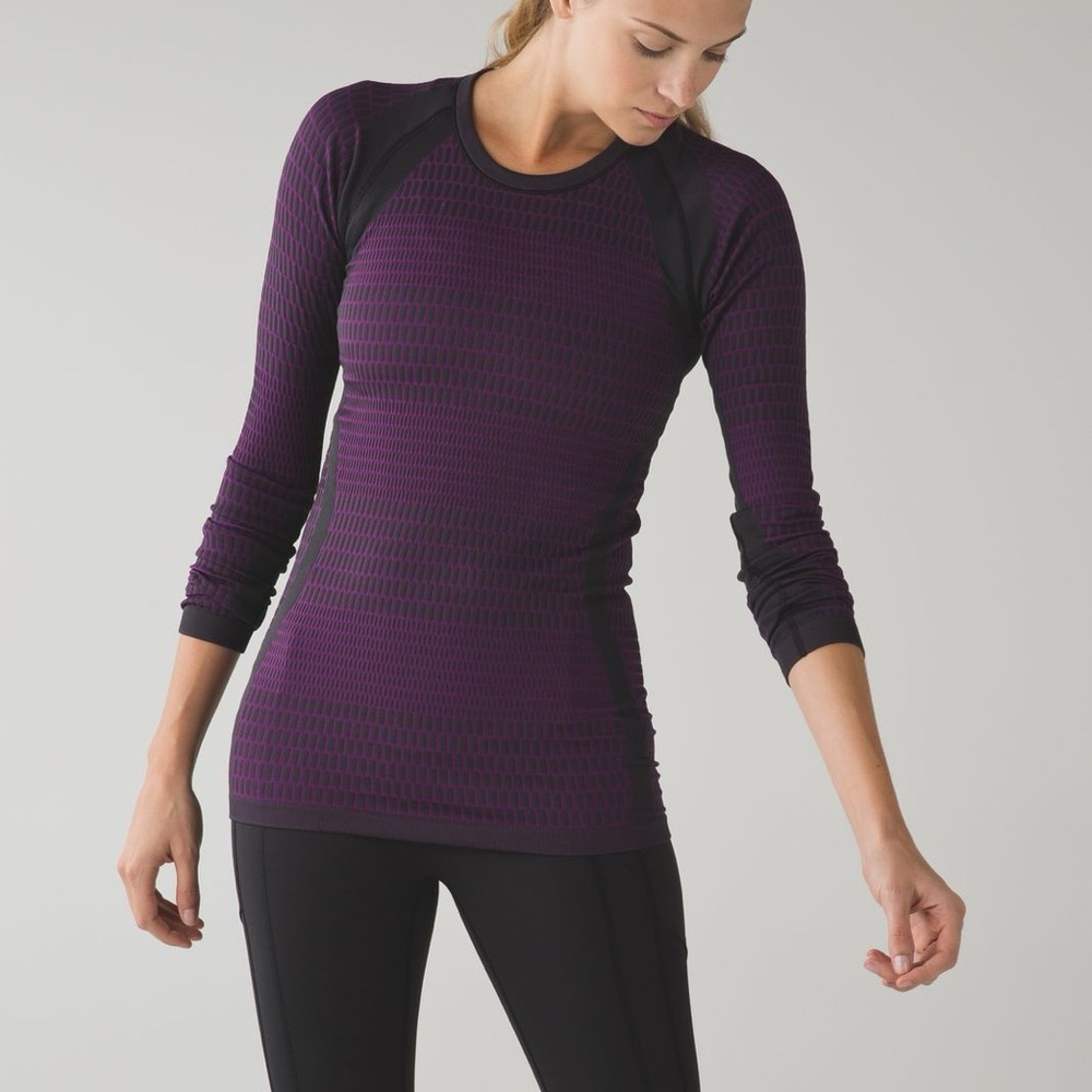Lululemon About That Base Long Sleeve Black / Tender Violet Purple 6